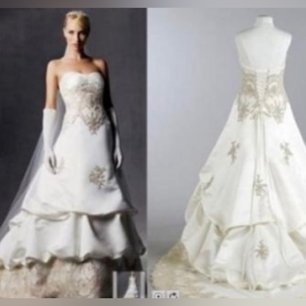 David’s Bridal Oleg Cassini Ivory Wedding Dress 14